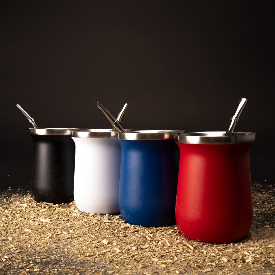 Vaso Térmico metálico "MATE" 300ml. con Bombilla